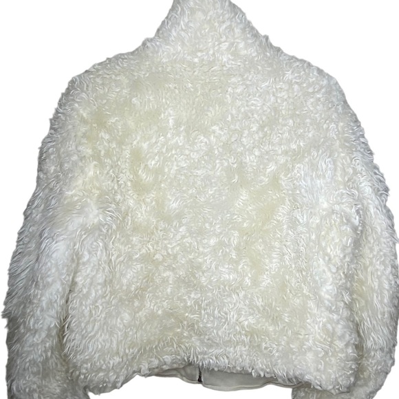Giacca Gallery Women's Faux Fur Fluffy Winter Coat L White Pockets Lined Zipper - Picture 6 of 13